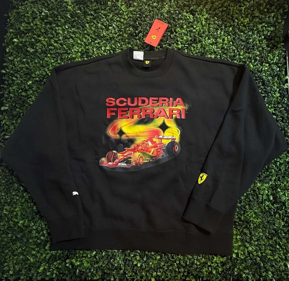 Puma Scuderia Ferrari Vegas Graphic Crew Mens Sweatshirt Black 636269 01 Size S